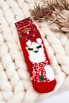 Dziecięce Świąteczne Bawełniane Skarpety Termoaktywne Alpaka Czerwone