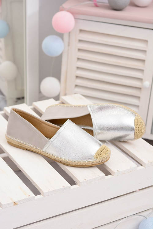 Srebrne Damskie Wsuwane Espadryle Paoli