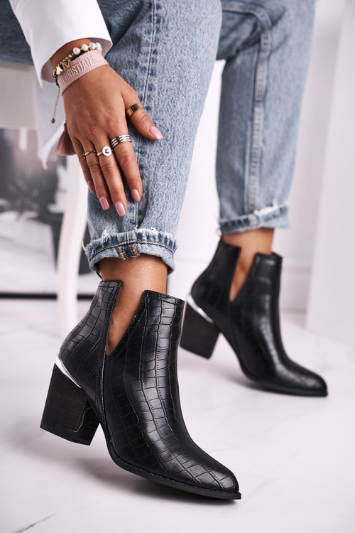 Damskie Botki Na Słupku Czarne Ruben