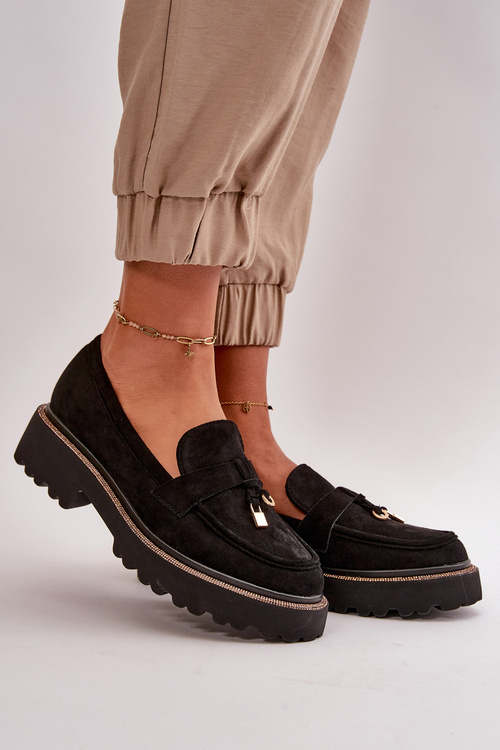 Damskie Mokasyny Eko Zamszowe Ze Zdobieniem Czarne Verindalle