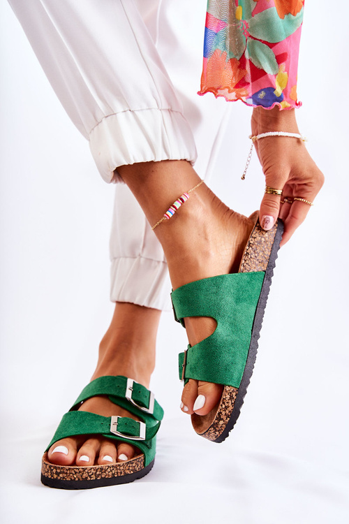 Damskie Klapki Wsuwane Zielone Misandei