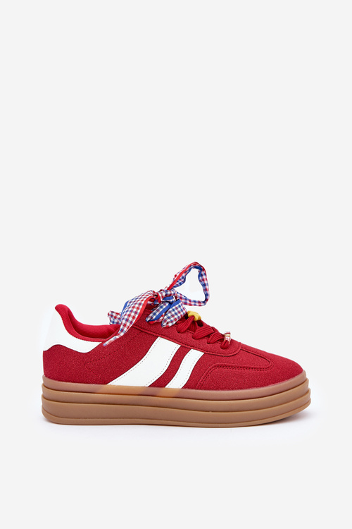 Sneakersy Damskie Z Przypinkami Czerwone Jariana