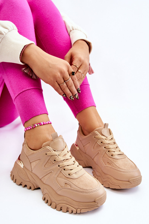 Klasyczne Sportowe Buty Na Platformie Ciemnobeżowe Bowie