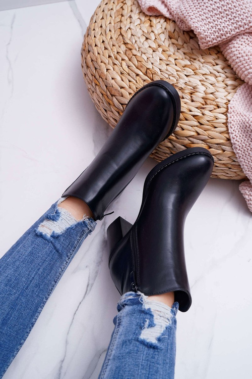 Botki Damskie Na Obcasie Czarne Serrena