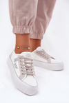 Trampki Damskie Na Platformie Lee Cooper LCW-25-31-3479L Biało-Szare