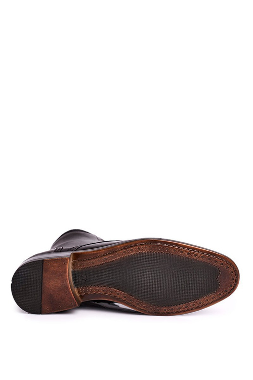 Męskie botki trzewiki skórzane czarne Bruno