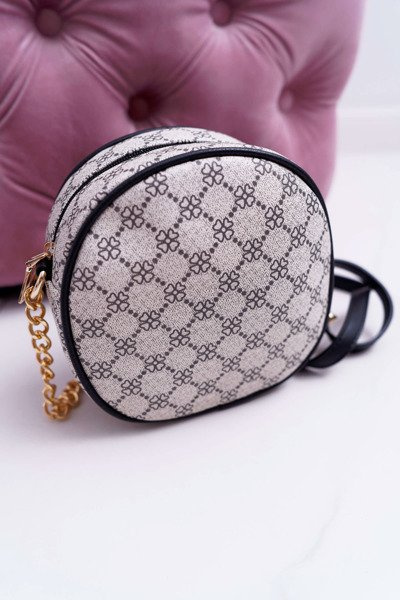 Torebka Kuferek Okrągły Beżowo Czarna