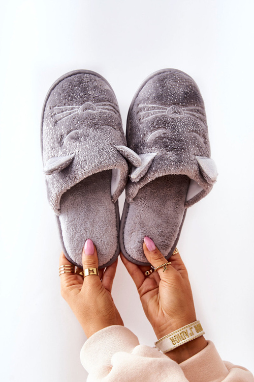 Papcie Błyszczące Kotki Z Uszami Szare Kaisy