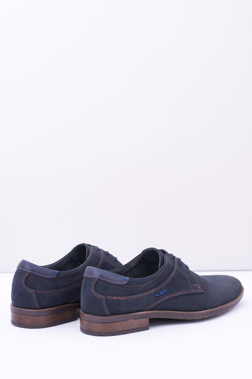 Eleganckie Męskie Skórzane Półbuty Granatowe Santiago