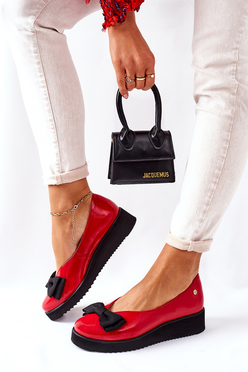 Skórzane Baleriny Na Platformie Maciejka 05062-08 Czerwone