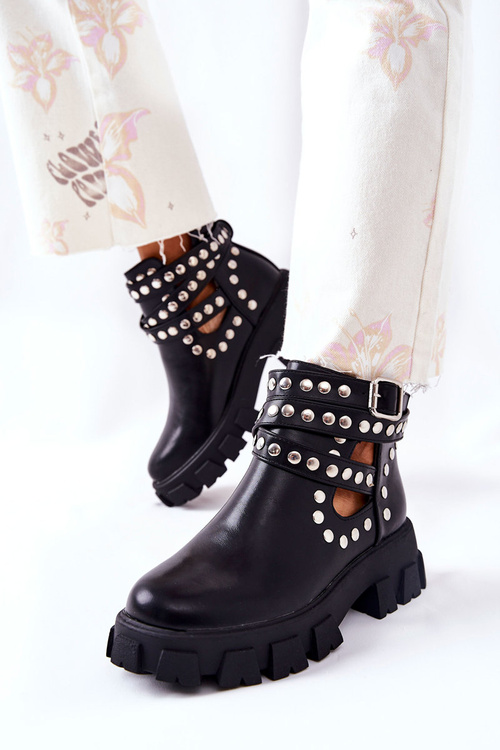 Workery Z Dżetami Na Platformie Czarne Vernelle