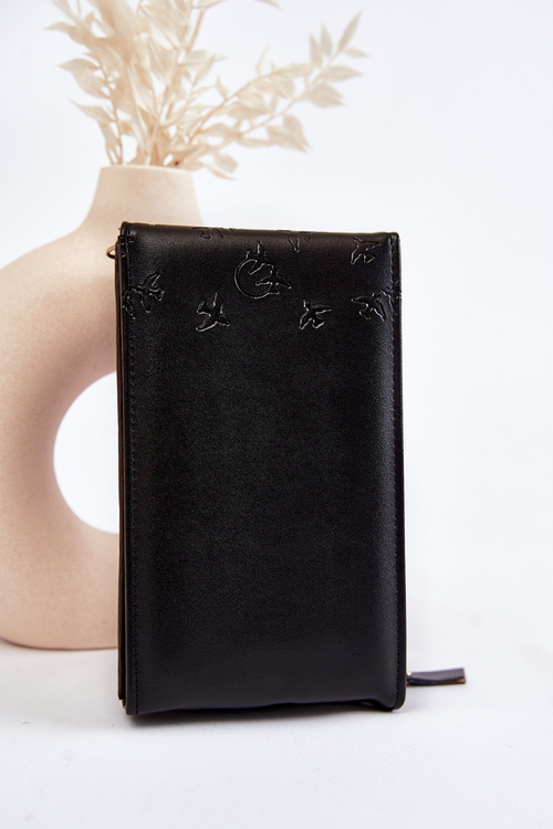 Modna Torebka Portfel 2w1 Z Tłoczeniem Czarna Savano