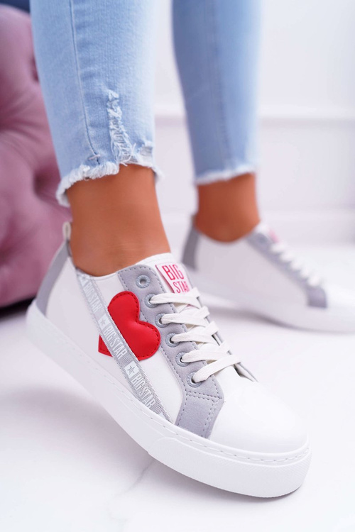 Trampki Damskie Big Star Białe z Sercem EE274257