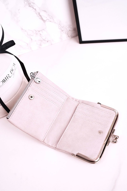 Mały Portfel Damski Zapinany na Bigiel Szary