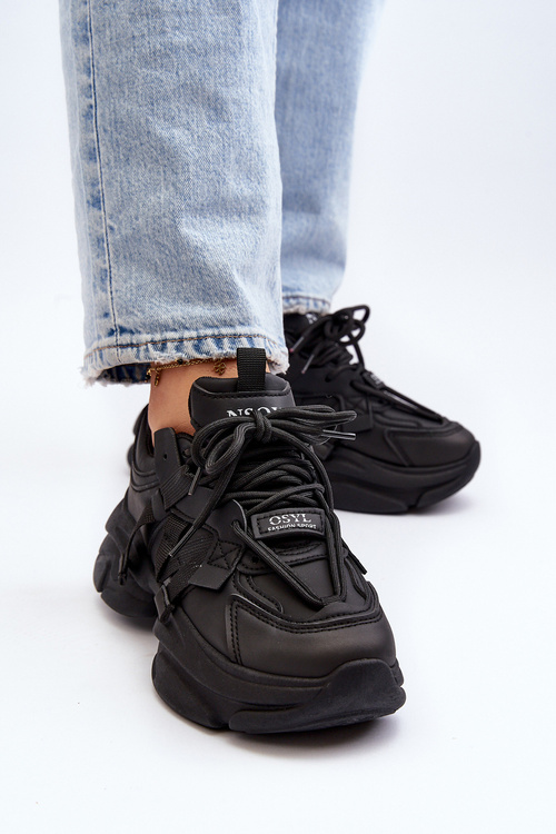 Sneakersy Damskie Na Masywnej Podeszwie Czarne Windamella