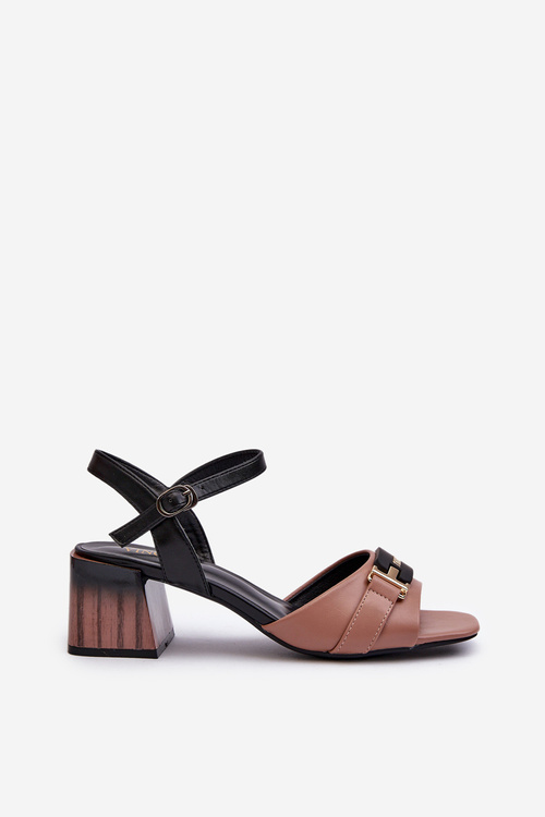 Eleganckie Sandały Damskie Na Obcasie Klocku Różowe Natissa