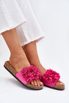 Klapki Damskie Na Korkowej Podeszwie Z Kwiatkami Fuksja Ferenza 