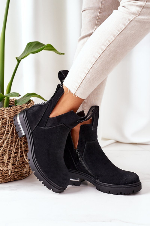 Ocieplane Botki Sztyblety Z Suwakiem Czarne My Way