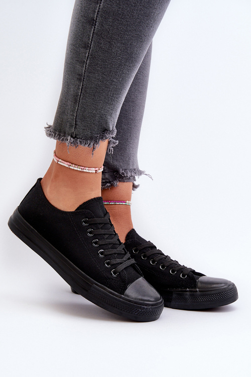 Trampki Damskie Klasyczne Niskie Czarne Caelira