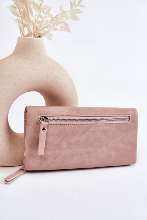 Damski Duży Portfel Na Magnes Różowy Connes