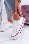 Trampki Damskie Niskie Materiałowe Białe FreeTime