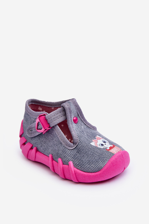 Buty Papcie Befado Kotki 110P480 Szaro-Różowe