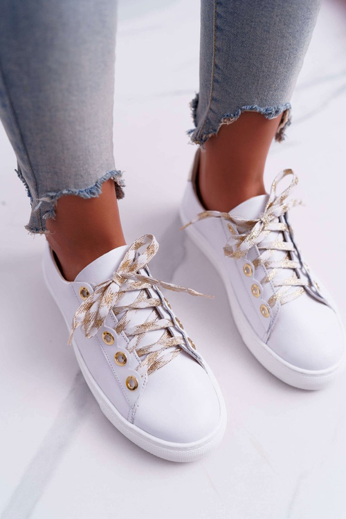 Damskie Trampki Skórzane Białe Viss