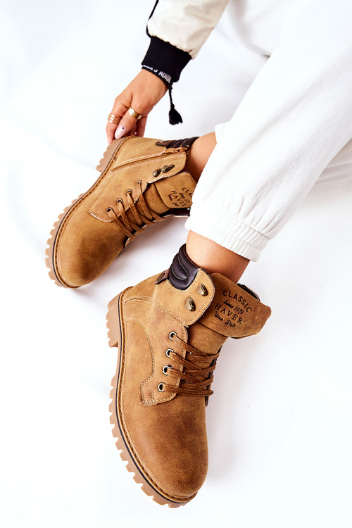 Damskie Ocieplane Trapery Na Suwak Camel Lenox