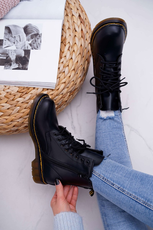 Damskie Botki Trapery Glany Czarne Gangsta