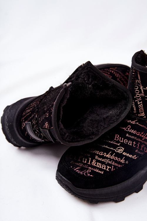 Ocieplane Śniegowce Z Printem Czarne Freesia