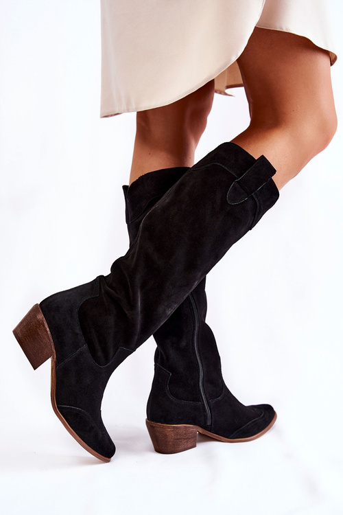 Damskie Kozaki Na Obcasie Lewski Shoes 3235 Czarne