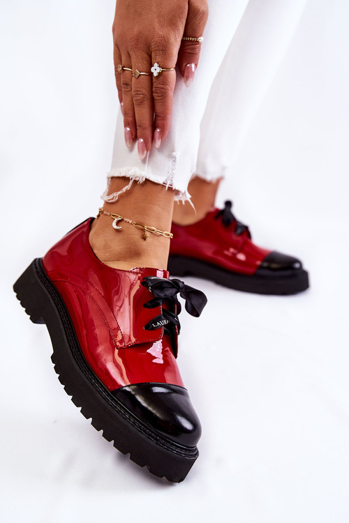 Lakierowane Półbuty Wiązane Laura Messi 2441 Czerwone