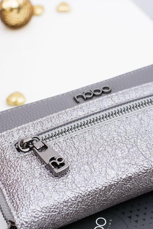 Stylowy Damski Srebrno Szary Portfel Nobo