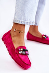 Damskie Zamszowe Mokasyny Z Ozdobami Fuksja Janetta
