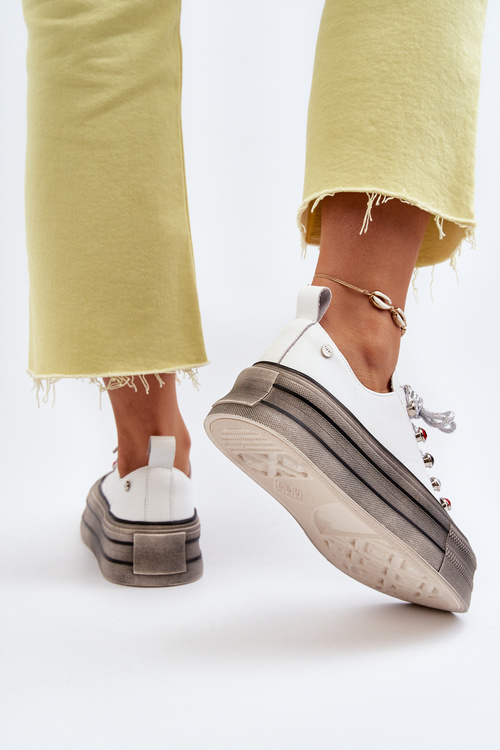 Damskie Trampki Na Platformie GOE NN2N4054 Białe