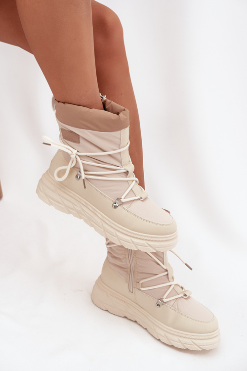 Śniegowce Damskie Na Zamek Lee Cooper LCJ-25-44-3931 Beżowe