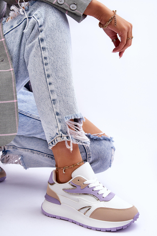 Damskie Buty Sportowe Na Platformie Biało-Fioletowe Henley