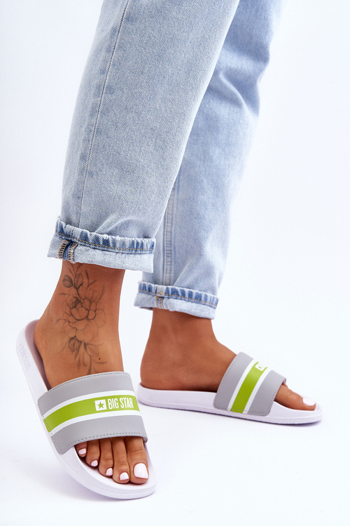 Lekkie Piankowe Klapki Big Star JJ274647 Biało-Szare