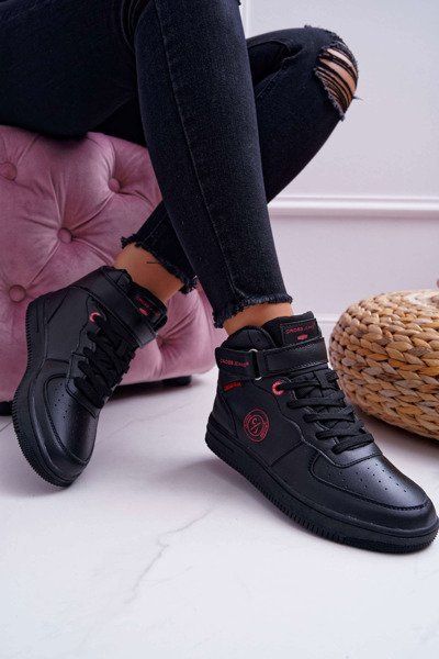 Trampki Damskie Cross Jeans Wysokie Czarne EE2R4147C
