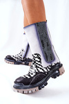 Wysokie Skórzane Botki Maciejka Czarno-Białe 05141-11