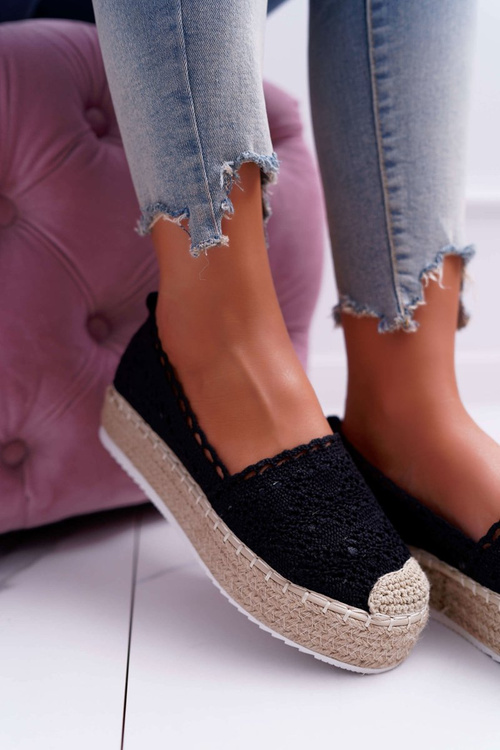 Espadryle Damskie Koronkowe Czarne Lovely Haven