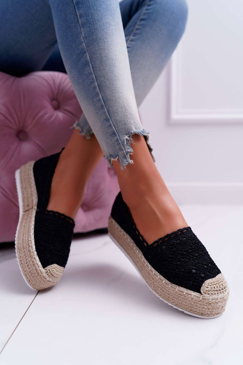 Espadryle Damskie Koronkowe Czarne Lovely Haven