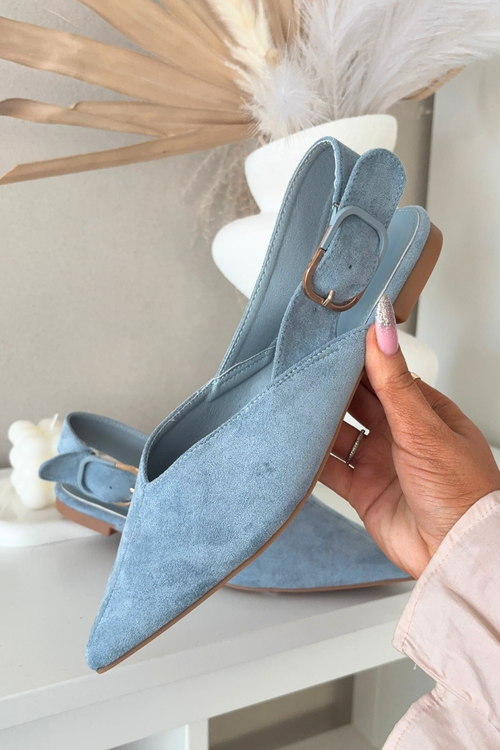 Baleriny Damskie Z Klamrą Niebieskie Tanelia