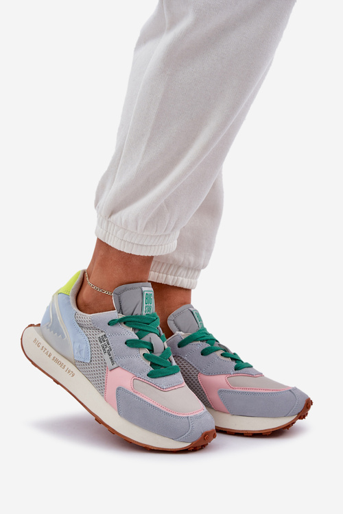 Sneakersy Damskie Na Platformie Memory Foam System Big Star NN274682 Niebieskie