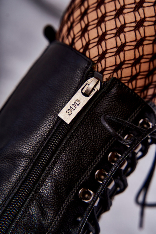 Skórzane Ocieplane Botki GOE KK2N4013 Czarne