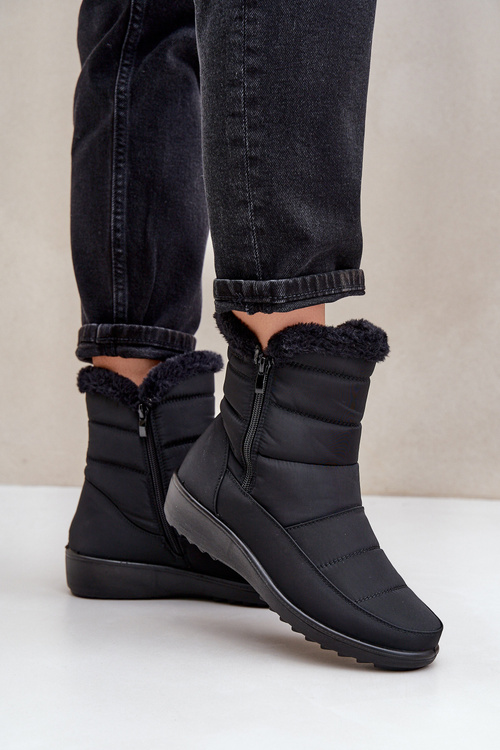 Śniegowce Damskie Na Zamek Z Futerkiem Czarne Fiorittia