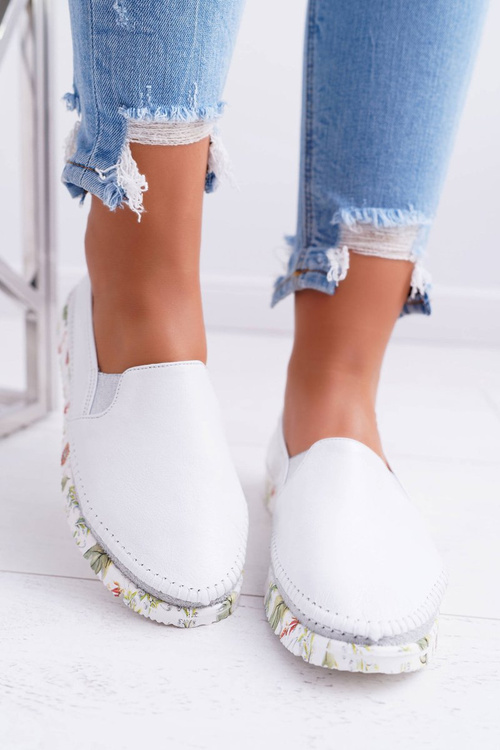 Damskie Półbuty Maciejka Wsuwane Skórzane Białe 03512-11