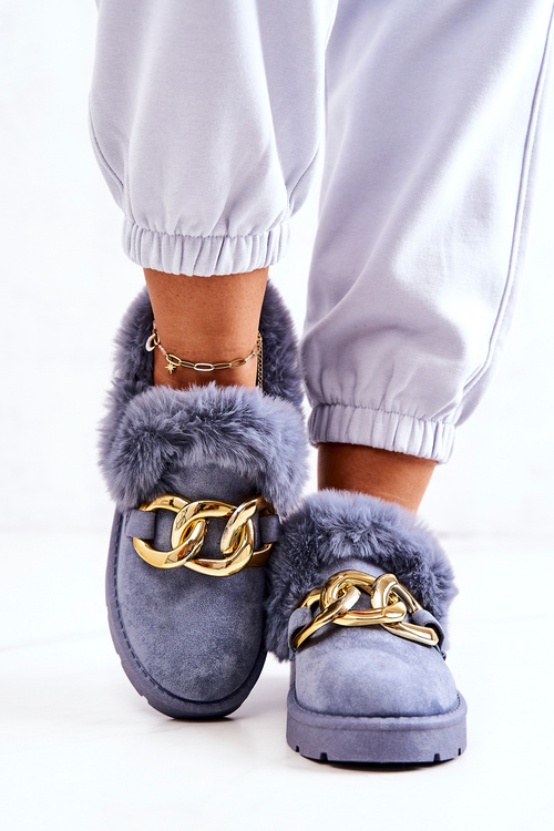 Damskie Papcie Złoty Łańcuch Niebieskie Ardrums