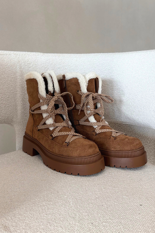 Śniegowce Damskie Z Kożuszkiem Camel Irmara