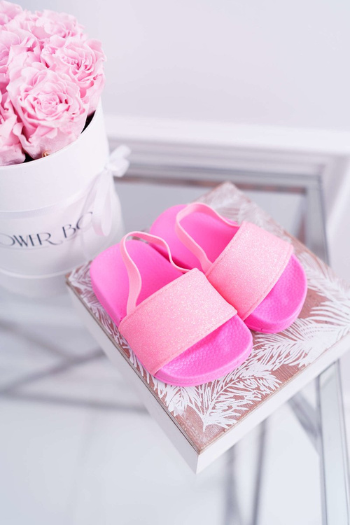 Dziecięce Klapki Dziewczęce Brokat Różowe Rimia